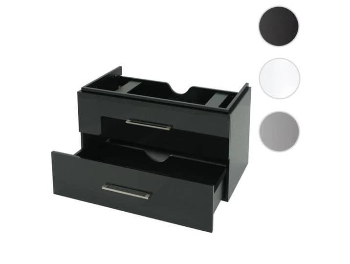 Premium Meuble sous-lavabo HWC-D16 meuble sous-lavabo Meuble de salle de bain brillant 90cm ~ noir