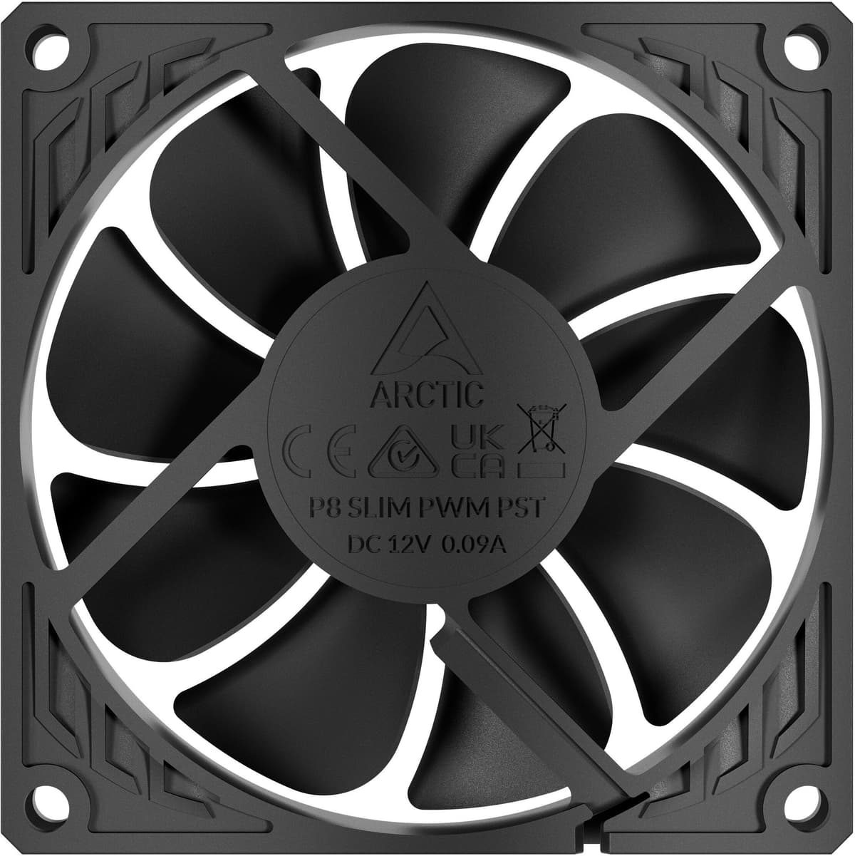 Arctic P8 Slim PWM PST 80mm Low-Profile PWM Fan with Cable Splitter - Black