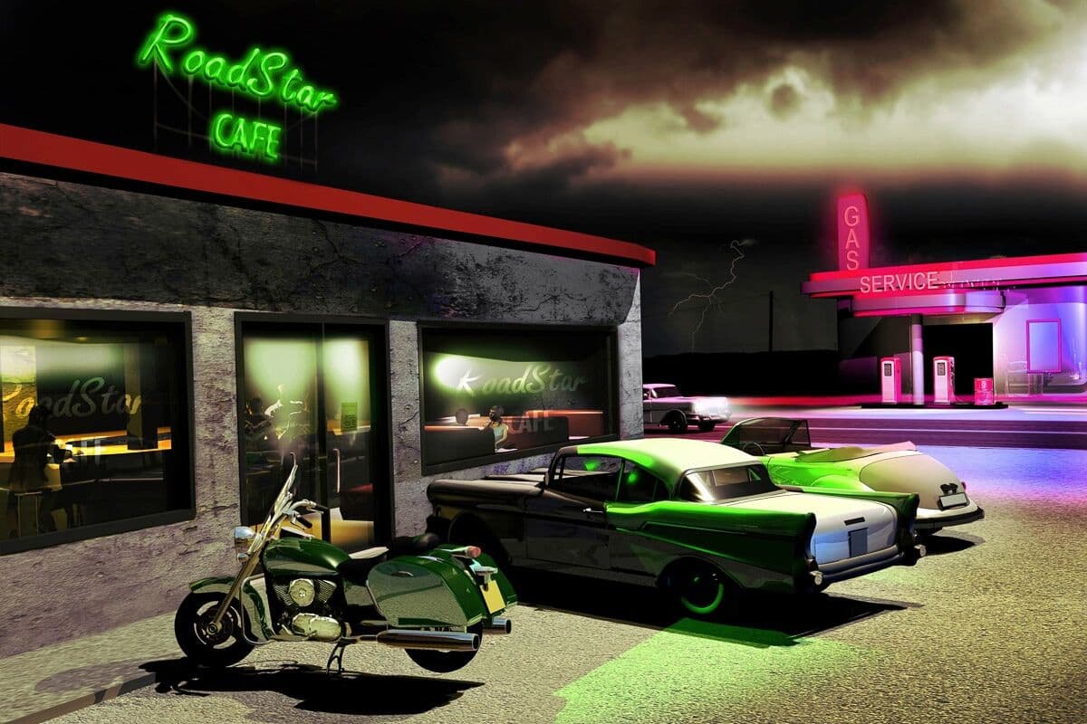 Fototapete PAPERMOON "Cafe", bunt, B:2,5m L:1,86m, Vlies, Tapeten