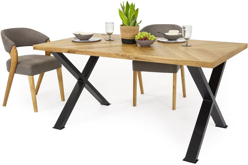 Natur Pur Nikita Rectangular with Steel Base Dining Table Unfinished 75cm H x 180cm L x 90cm W