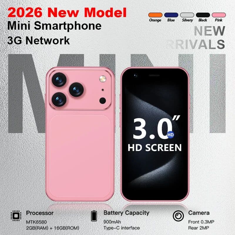 ONEMYTH A17 Mini 3G Mini Smartphone, 2GB RAM and 16GB ROM, WhatsApp, GPS, WiFi, Facial Recognition, Multi Color Small Phone