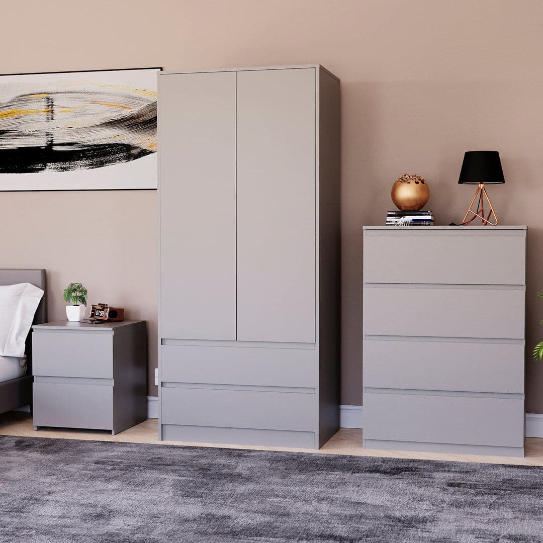 Brayden Studio Bernace 3 Piece Bedroom Set Grey