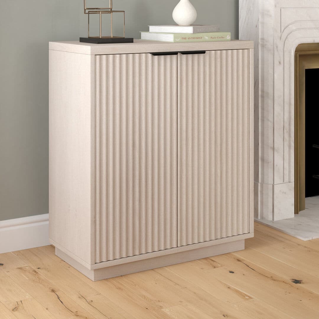 Latitude Run Alasha 28" Wide Rectangular Fluted Accent Cabinet Ivory 81.28cm H X 70.49cm W X 35.56cm D