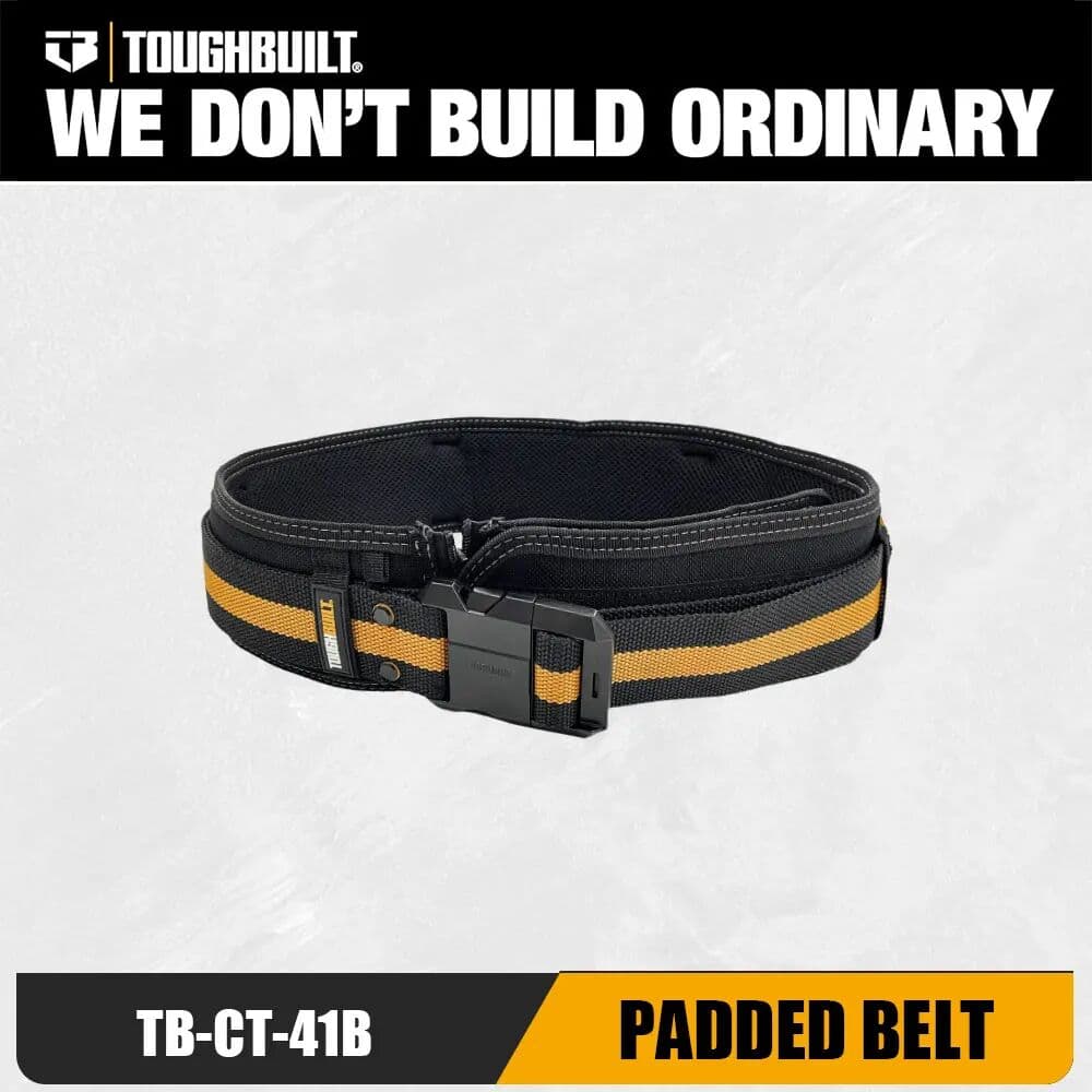 TOUGHBUILT TB-CT-41B Comfort Padded Belt Heavy Duty Buckle  Fit All Tool Pouches Workshop Job Site Repairman