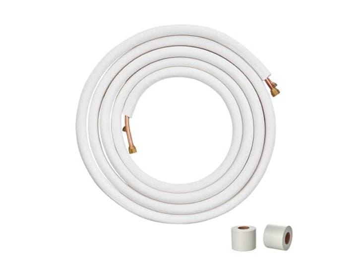 VEVOR 7620mm Mini Split Line Set, 6.4 & 9.5mm O.D Koperen Buizen Buizen en Triple-Layer Isolatie, voor Mini Split Airconditioning Koelmiddel of Verwarming Pomp Apparatuur & HVAC met wikkelstrips.