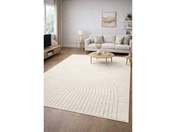 Teppich MERINOS Eclipse , beige (creme), B:200cm H:14mm L:280cm, Polypropylen, Teppiche, Teppich, moderner Wohnzimmer Teppich, geometrisches Design