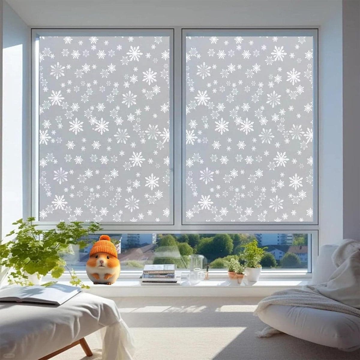 Statische Raamfolie Sneeuwvlok Decoratieve Glasfolie voor Privacy - 70 x 310 cm