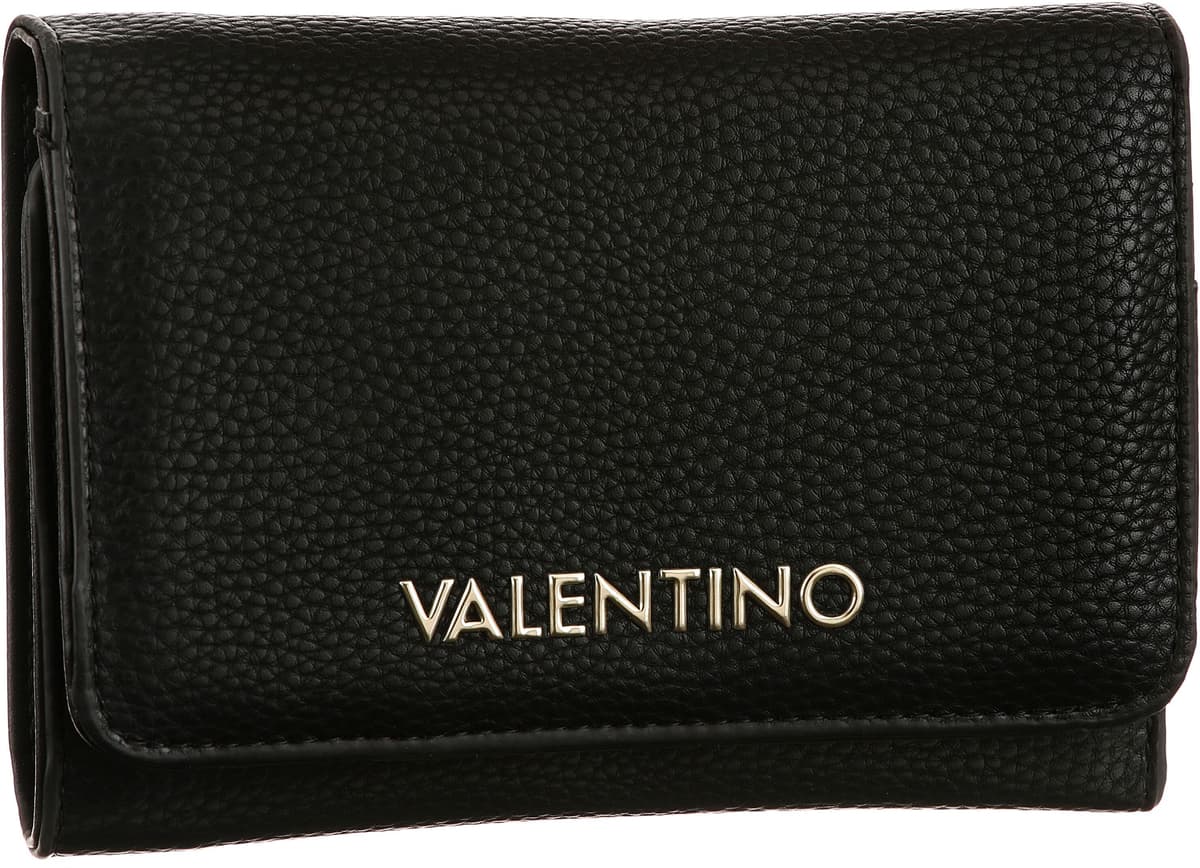 Geldbörse VALENTINO BAGS "BRIXTON", Damen, schwarz, Lederimitat, Kleinlederwaren Geldbörse, Damen Geldbeutel, Portemonnaie mit Logoschriftzug schwarz Einheitsgröße