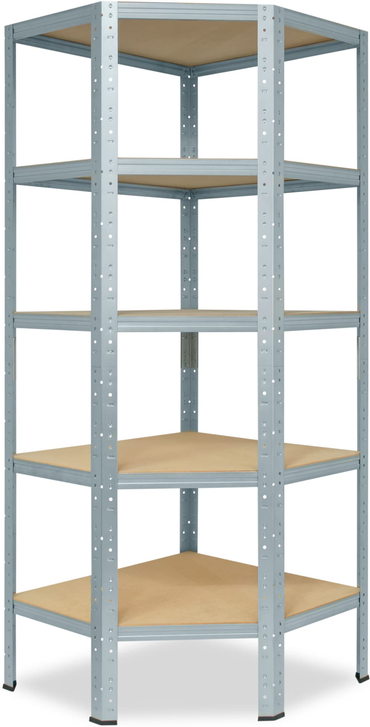 shelfplaza HOME 200x85x40 cm Eckregal in verzinkt mit 5 Böden und 175 kg Traglast pro Boden