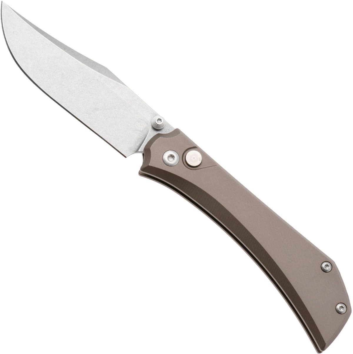 Mercury Amon 9AMN-ALTIT-C Stonewashed Elmax, Champagne Anodized Aluminium, coltello da tasca, Denis Simonutti design