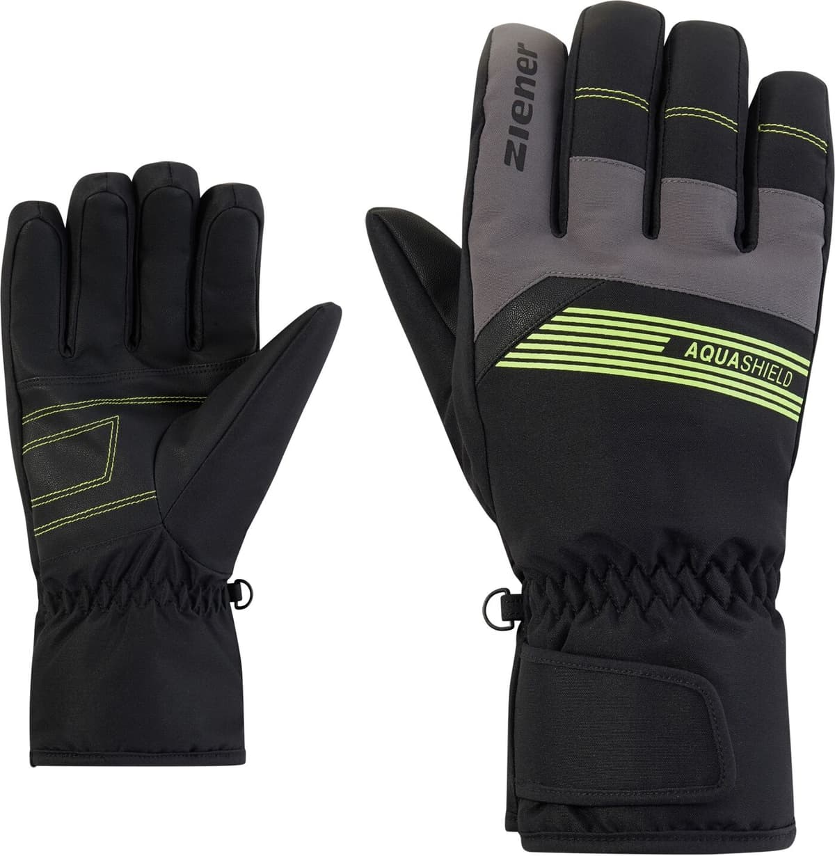 Skihandschuhe ZIENER "GALLIUSS-Z AQUASHIELD", Herren, Gr. 6,5, lime, Kunstfaser, Handschuhe Skihandschuhe, wasserdicht, winddicht, atmungsaktiv