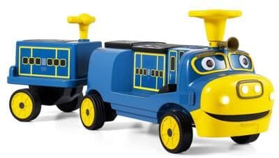 Costway 12V Kids Ride on Train 3-Seater with Detachable Carriage Licensed Chuggington-Blue