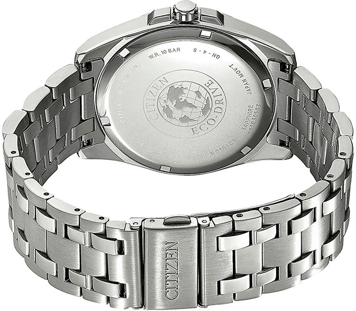Solaruhr CITIZEN, silber (silberfarben, dunkelblau, dunkelblau), Armbanduhren, Herren, silberfarben, Solaruhr, Armbanduhr, Herrenuhr, Datum, Saphirglas, Edelstahlarmband