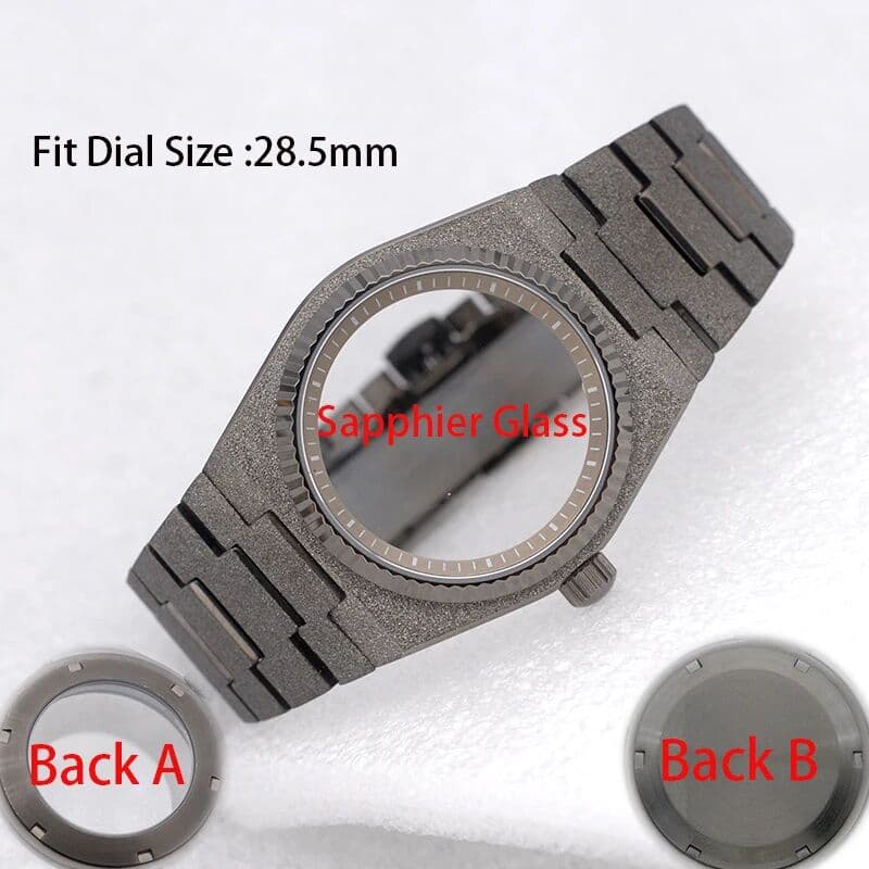 NONE Gun Watch Case Super Player PRX Grit Nail Sand Effect  With Sapphire Glass 100M Waterproof Fit NH34 4R35 4R36 NH35 NH36