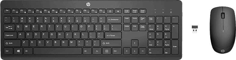 Pack Teclado + Ratón - HP Combo de teclado y ratón inalámbricos 230, 18H24AA, Inalámbrico, Bluetooth, Negro