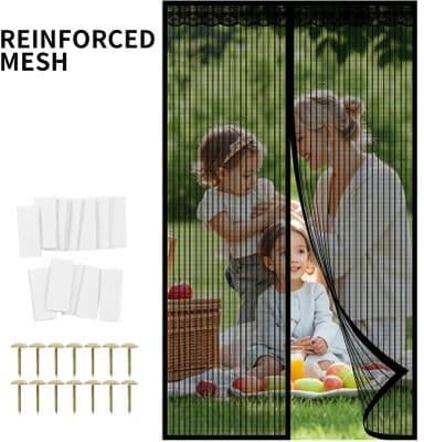 Useful Little Things Hands Free Magnetic Partition Curtain Door Screen Mosquito Net Pet Friendly Mesh Barrier lace Black 33.5 X 82.7 In