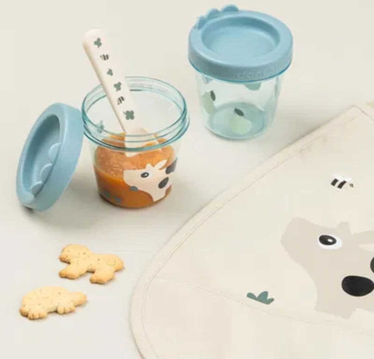 Done by Deer Baby Food Container 2-Pack Tiny Farm, Blå