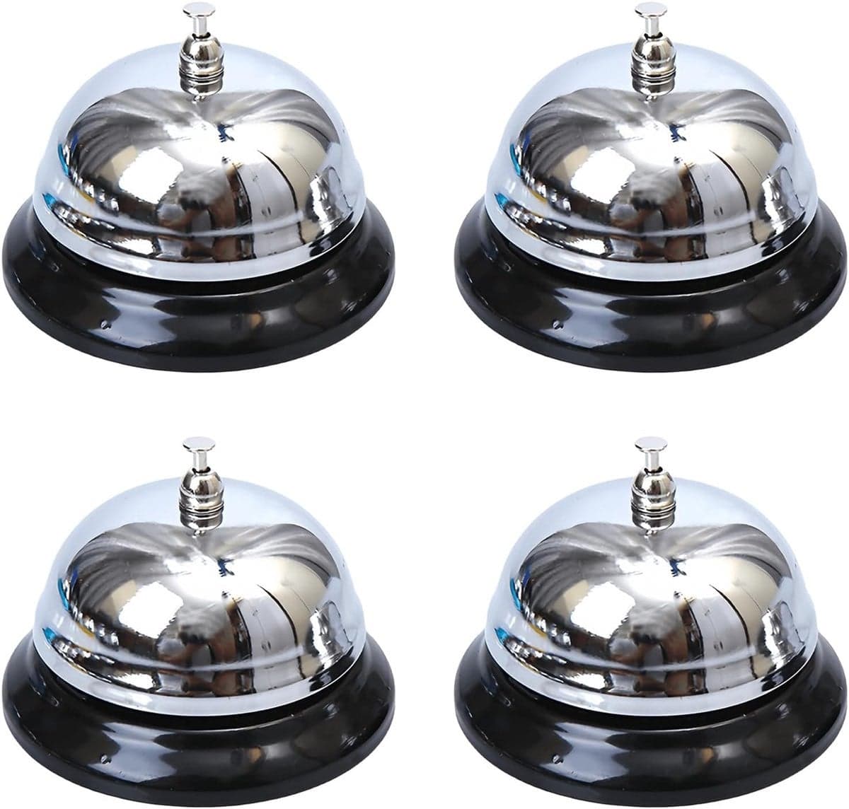 Set van 4 Rvs tafelbelletjes met heldere klank voor restaurants, hotels en keukens