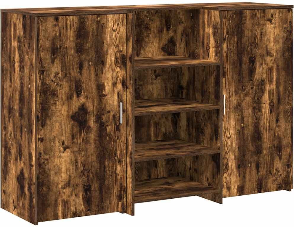 vidaXL Bureau de réception chêne fumé 155x50x103,5cm bois d'ingénierie