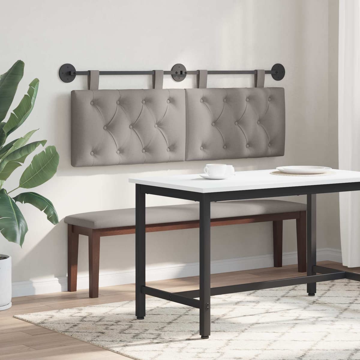 vidaXL Tête de lit suspendue Taupe Tissu
