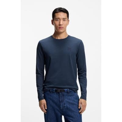 Langarmshirt BOSS ORANGE "Tacks", Herren, Gr. L, open blau464, Single Jersey, Obermaterial: 100% Baumwolle, regular fit normal, Rundhals, eingesetzt normaler Saum, Shirts Langarmshirt, mit Markenlogo auf der Brust