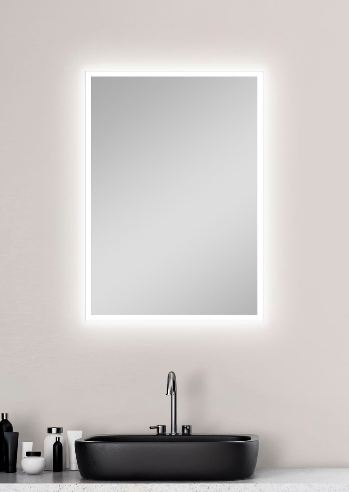 Badspiegel TALOS, weiß, Glas, Spiegel, Badspiegel, 50x70 cm - Spiegel mit Beleuchtung