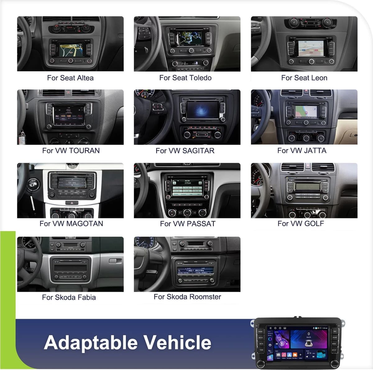 Podofo 4+64G Wireless Carplay Android Auto Car Radio 7'' Multimedia Player GPS Wifi Smart Car Systems For VW/TIGUAN/Skoda/PASSAT/Seat/GOLF V