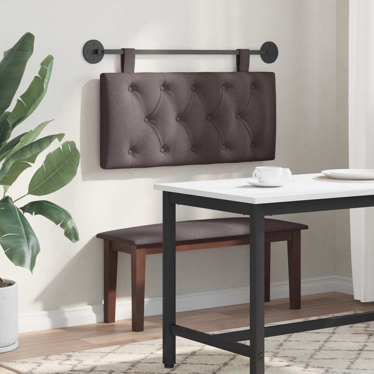 vidaXL Tête de lit suspendue Marron foncé Tissu