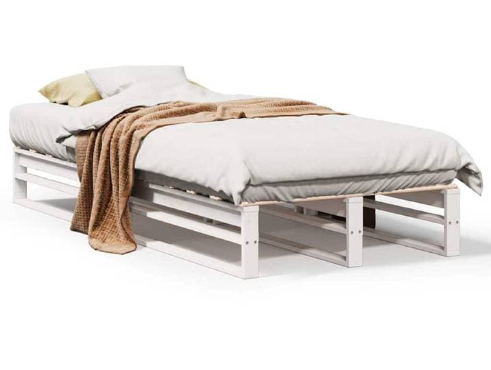 vidaXL - Bedframe - zonder - matras - massief - grenenhout - wit - 75x190 - cm