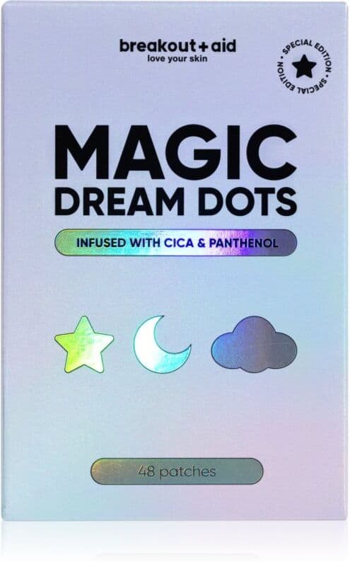 breakout + aid Magic Dream Dots έμπλαστρα για προβληματκή επιδερμίδα κατά της ακμής με cica και παθενόλη 48 τμχ