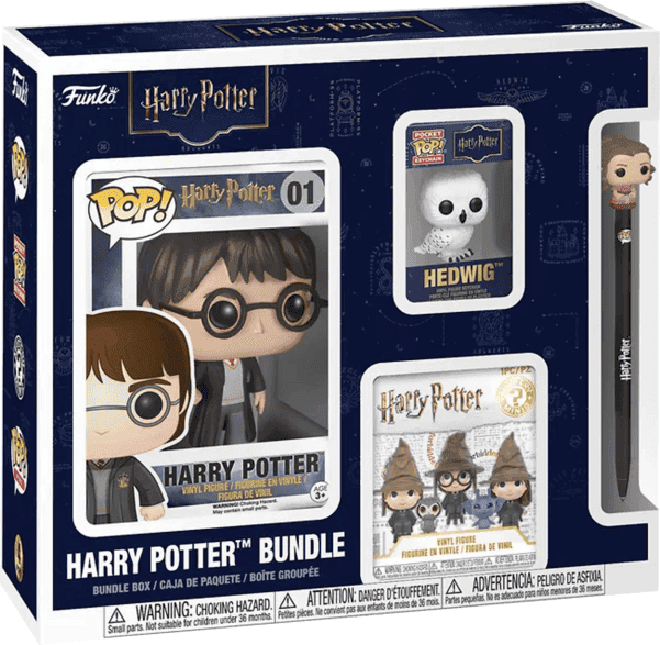 Figura Funko Pop! - Pack Harry Potter + 1 Llavero de Hedwig sorpresa bolígrafo, 9 cm, Vinilo