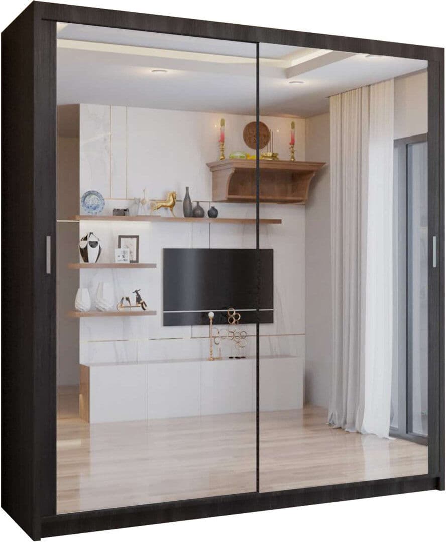 Latitude Run Ashawni 2 Door Laminate Wardrobe Wenge 217cm H x 90xcm W x 62cm D