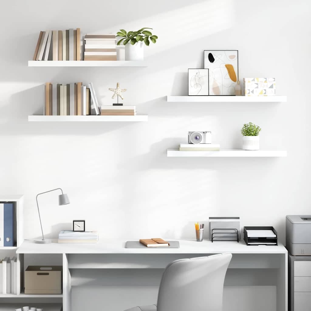 vidaXL Étagère murale flottante 4 pcs Blanc brillant 90x23,5x3,8cm MDF