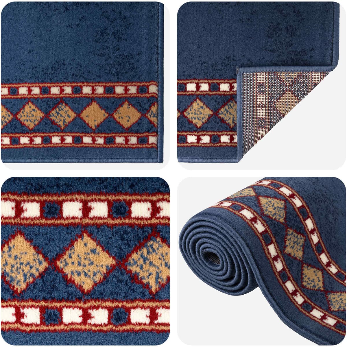 vidaXL Tapis Couloir FLORNES Tissé Bleu 80 x 450 cm PP 7 mm
