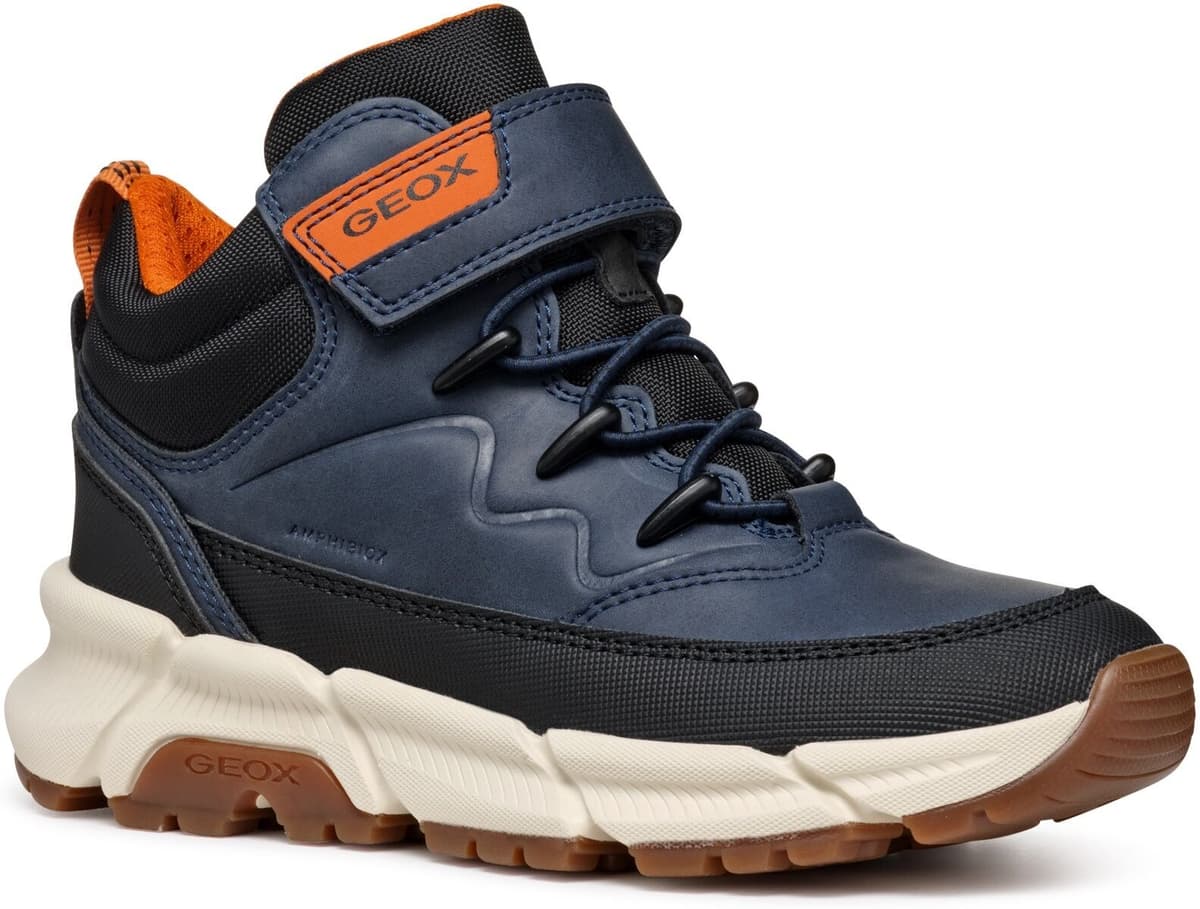Winterboots GEOX "J FLEXYPER PLUS BOY ABX", Jungen, Gr. 38, wärmend, blau (navy, schwarz), Lederimitat, Textil, Schuhe Winterboots, Sneaker mit Geox Spezial Membrane, Grössenschablone zum Download navy, schwarz 38, wärmend