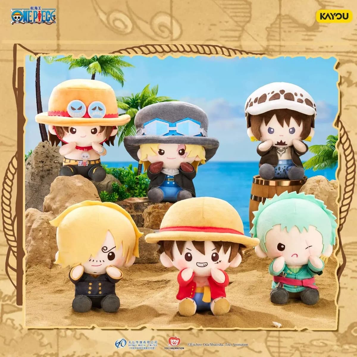 Kayou One Piece Plush Doll Official Licensed Soft Stuffed Anime Luffy Zoro Sanji Ace Sabo Law Collectible Gift For Anime Fans
