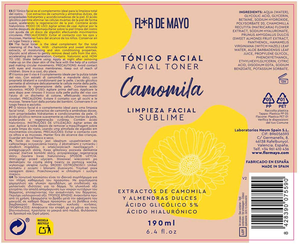 Flor De Mayo Sublime Camomille tonique visage 200 ml