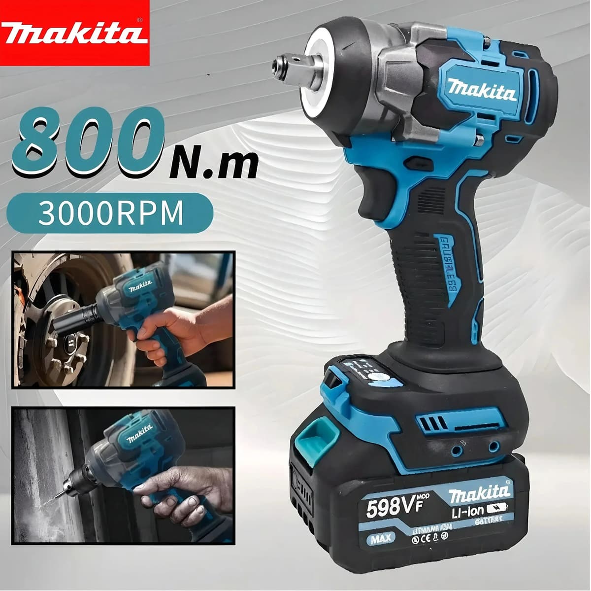 Makita Bare 18V High Torque Brushless Impact Wrench 800Nm - Car Repair Tire Removal Wheel Nut Auto Maintenance Power Tool