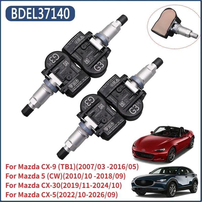 GANGLE BDEL37140 Tire Pressure Monitor Sensor 4PCS For Mazda 2 3 5 CX-9 MX-5 IV B-Hatch Xev CX-30 CX-5 Fiat 124 TPMS 433MHZ BDEL-37-140