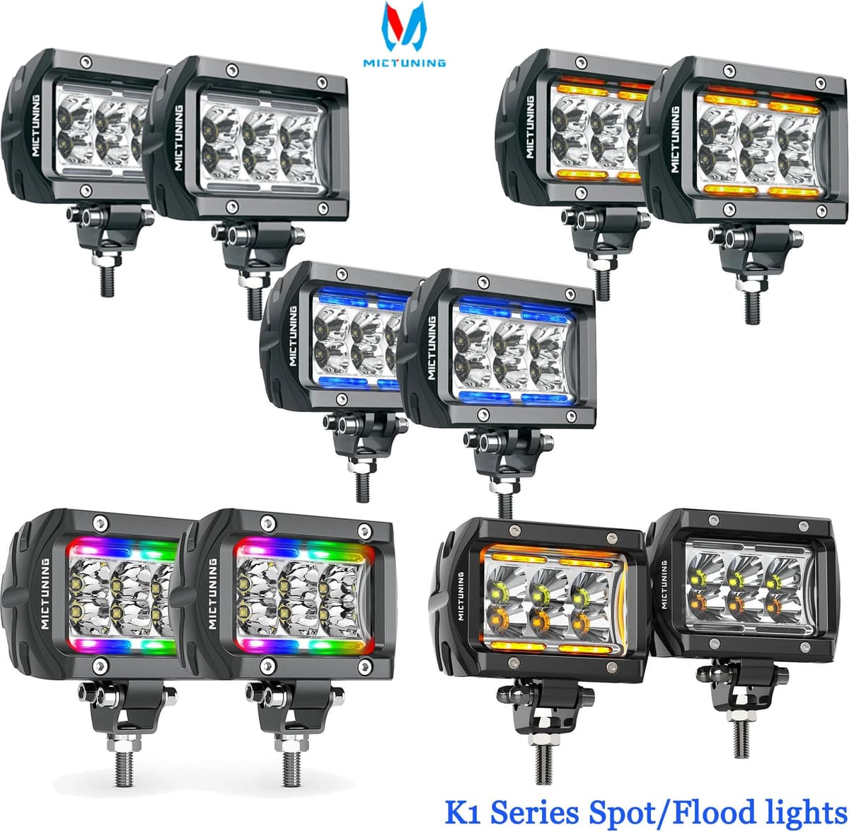 MICTUNING 2 Pcs LED Work Light 4