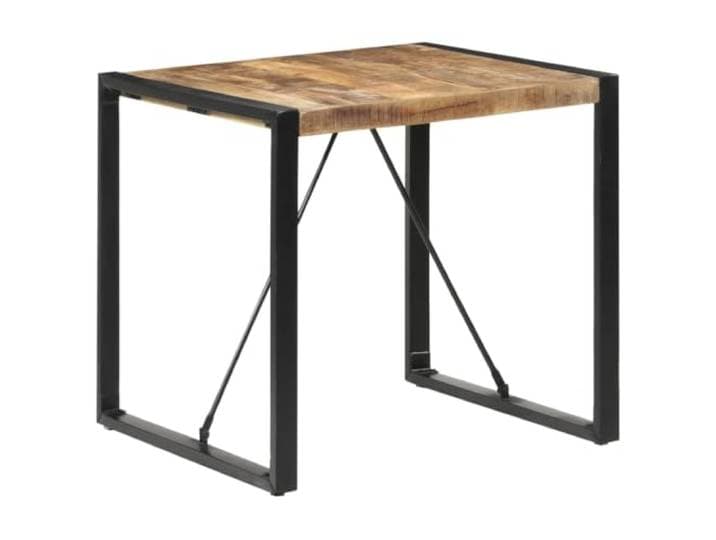 HAQWRDQSG Esstisch 80x80x75 cm Raues Mangoholz Massivholztisch Kompakter Esstisch aus massivem Mangoholz mit schwarzem Stahlgestell für Küche und Esszimmer im Industrial Design.