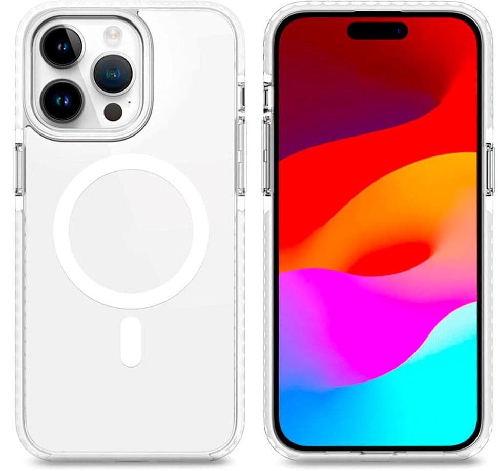 iPhone 15 Pro 4smarts Hybrid Guard Bagside Cover - MagSafe Kompatibel - Gennemsigtig / Hvid