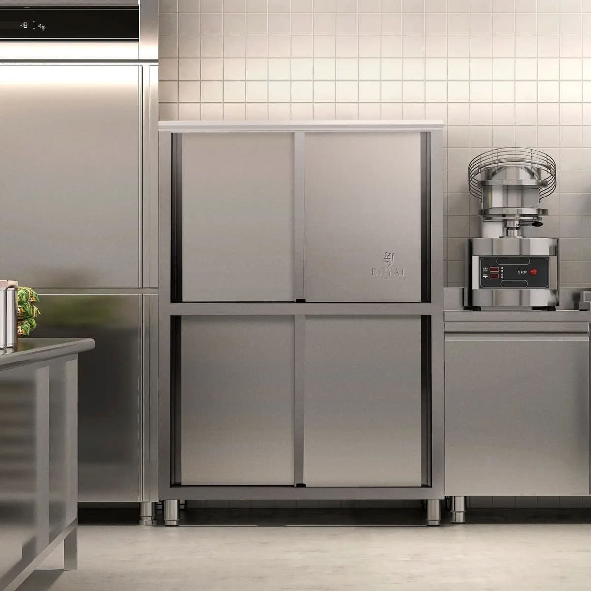 Nerezová skrinka na riad - 1200 x 500 x 1800 mm - 4 vložky - do 200 kg - Royal Catering 10012698