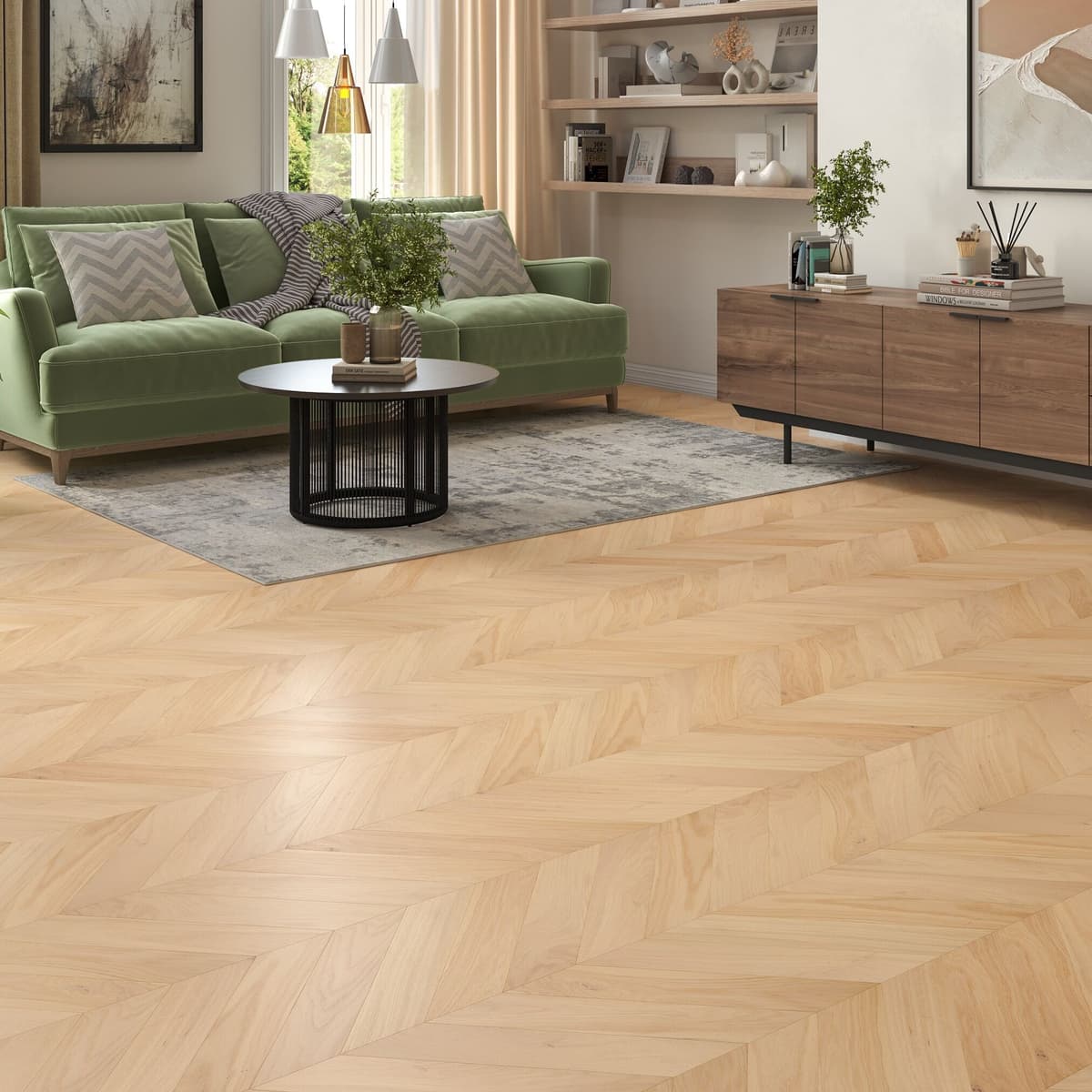 Luxury Flooring Chevron Light Engineered Oak Smooth & Invisible Oiled Flooring - 14mm x 510mm x 90mm