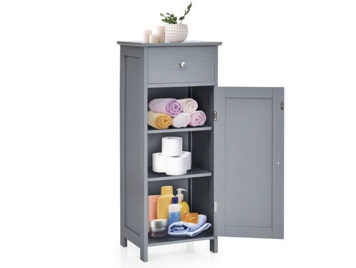 Optimisez l'espace meuble de rangement sur pied avec tiroir et étagères réglables pour salle de bain chambre salon gris