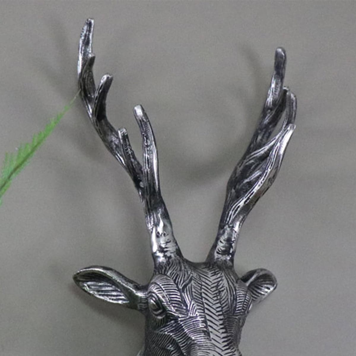 Silver Metal Wall Mounted Stag Head - 18cm x 43cm Metal