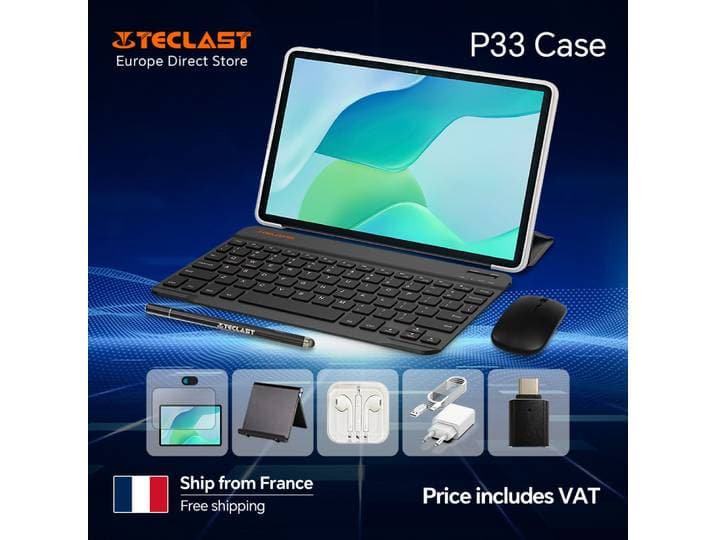 Teclast P33 tablette Android 15 10.1 9GB RAM (3GB + 6GB) 64GB ROM Allwinner A333 boîtier tout-en-un/clavier/souris/stylet/casque