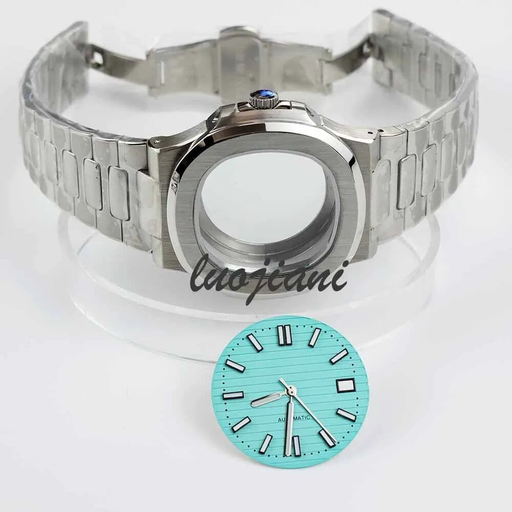 NONE 40mm Watch Cases With Watchband Sapphire Glass Waterproof For Modified Nautilus nh35 nh36 Movement 30.5mm Dial and Hands Parts