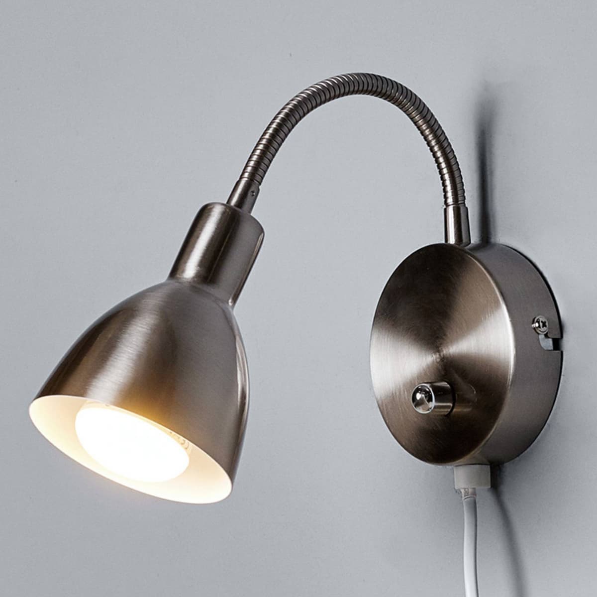 Væglampe AMREI Lindby, dæmpbar, Aluminium/grå/zink, Stue/spisestue, Metal, Moderne
