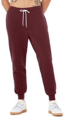 Bella + Canvas 3727 Sponge Fleece Joggers Pant in Maroon size XS B3727, BC3727